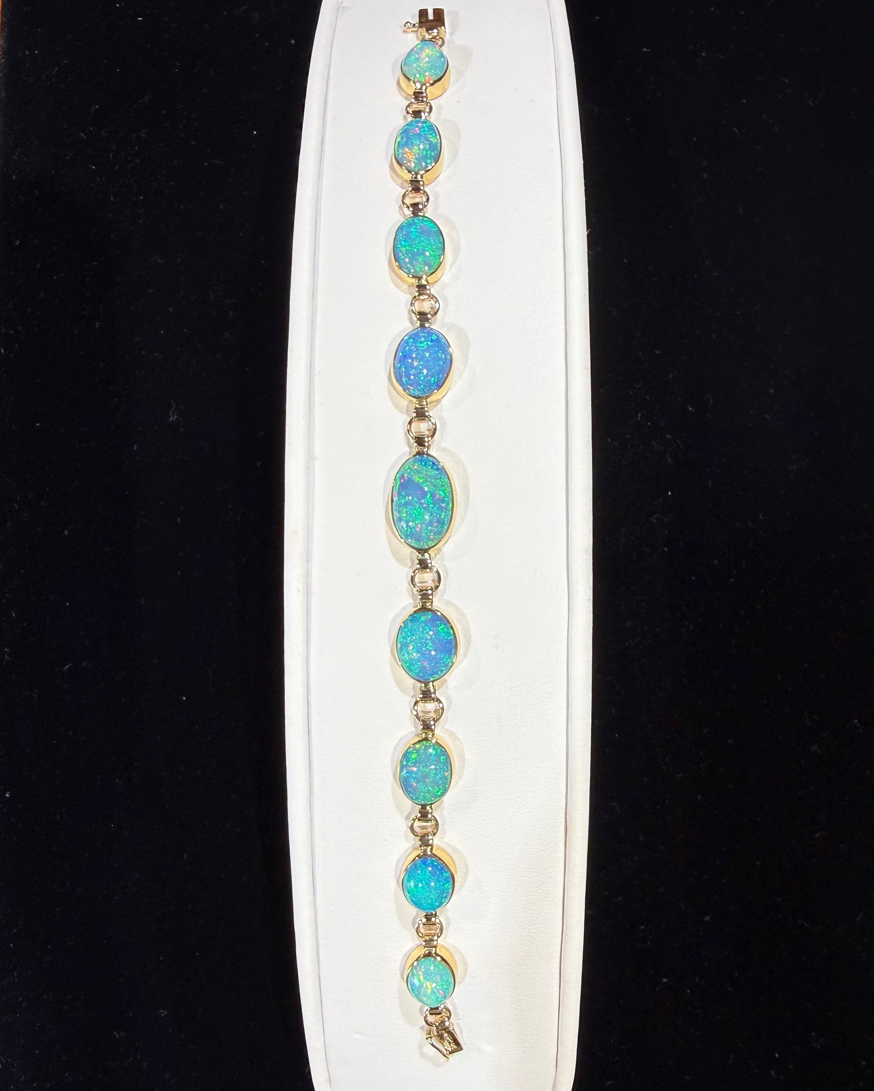 Radiant Ethiopian Opal Bracelet in Handcrafted 14k & 22k Gold
