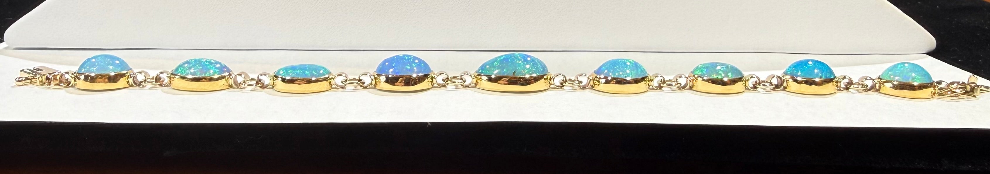 Radiant Ethiopian Opal Bracelet in Handcrafted 14k & 22k Gold