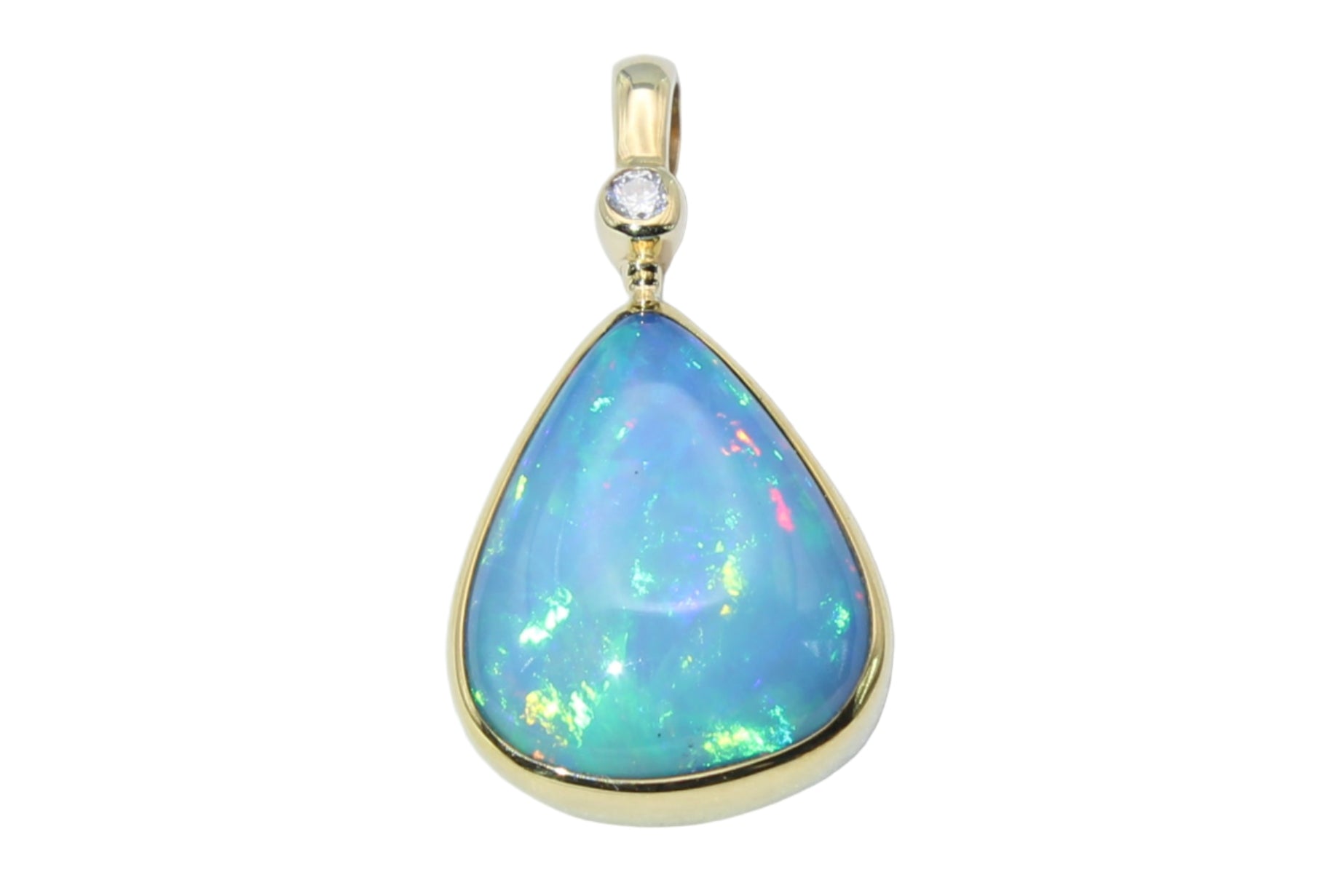 Ethiopian Opal Pendant with Diamond 22k 14k