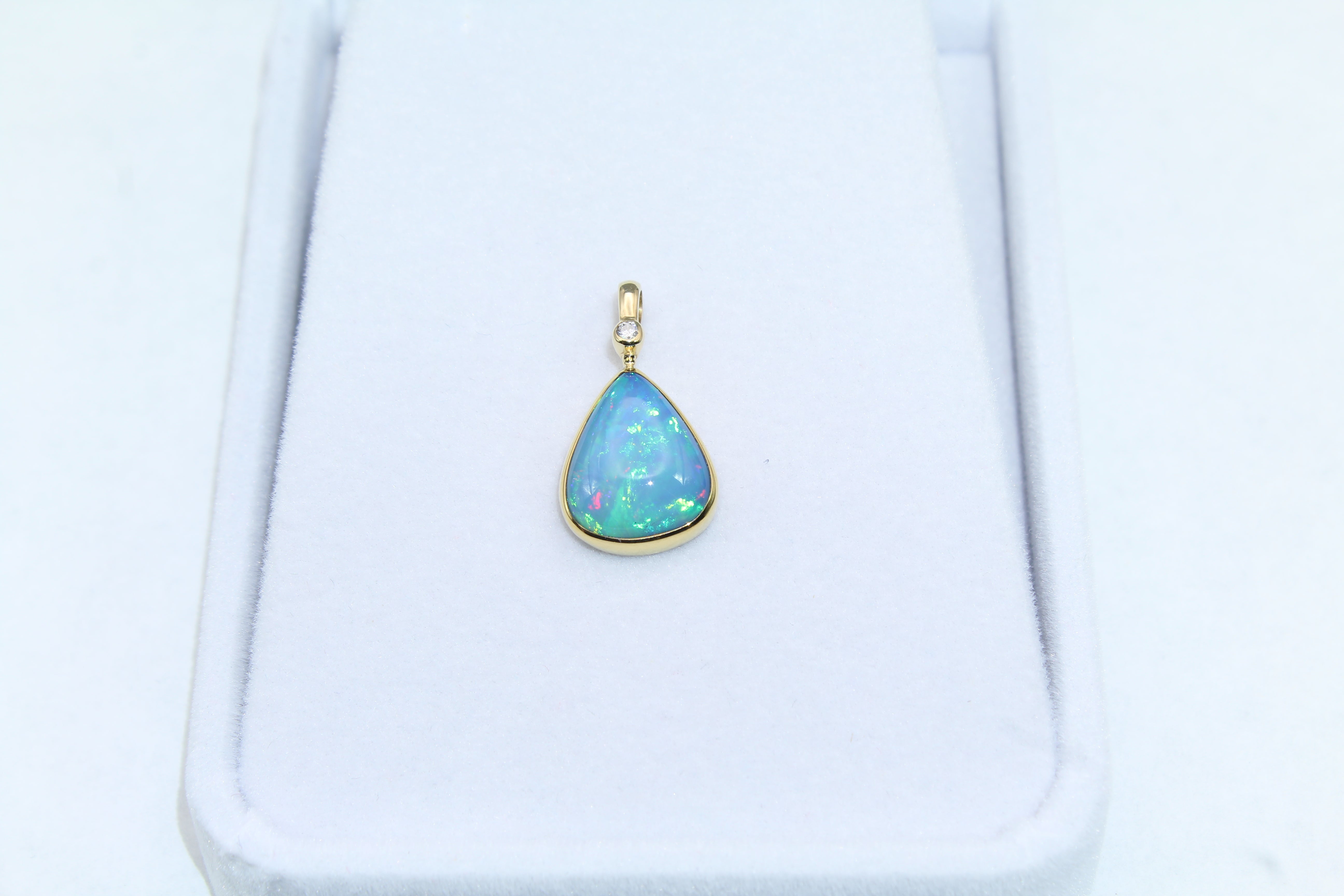 Ethiopian Opal Pendant with Diamond 22k 14k