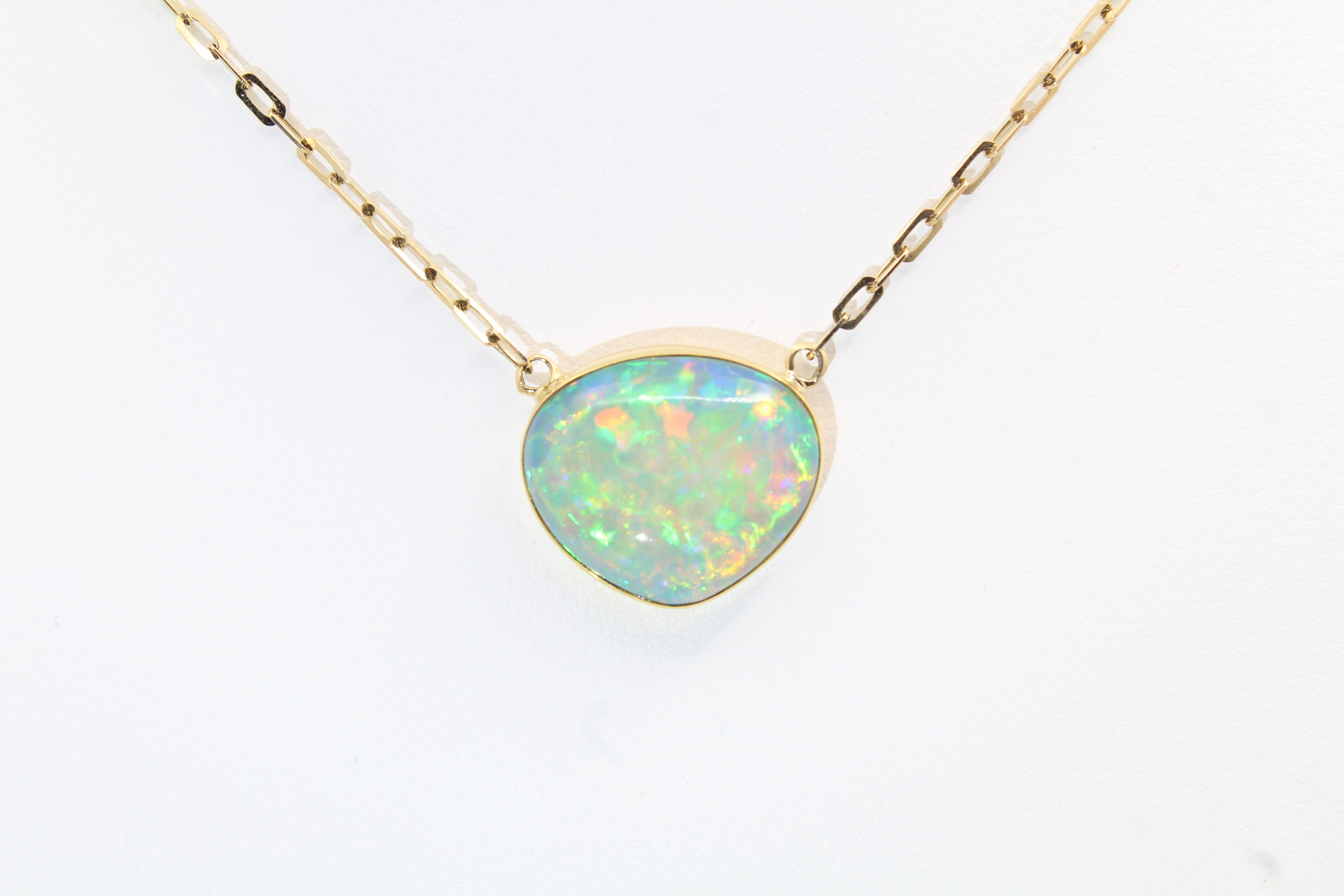 Heirloom Fixed Pendant Ethiopian Opal Necklace | Solid 22k 14k Gold