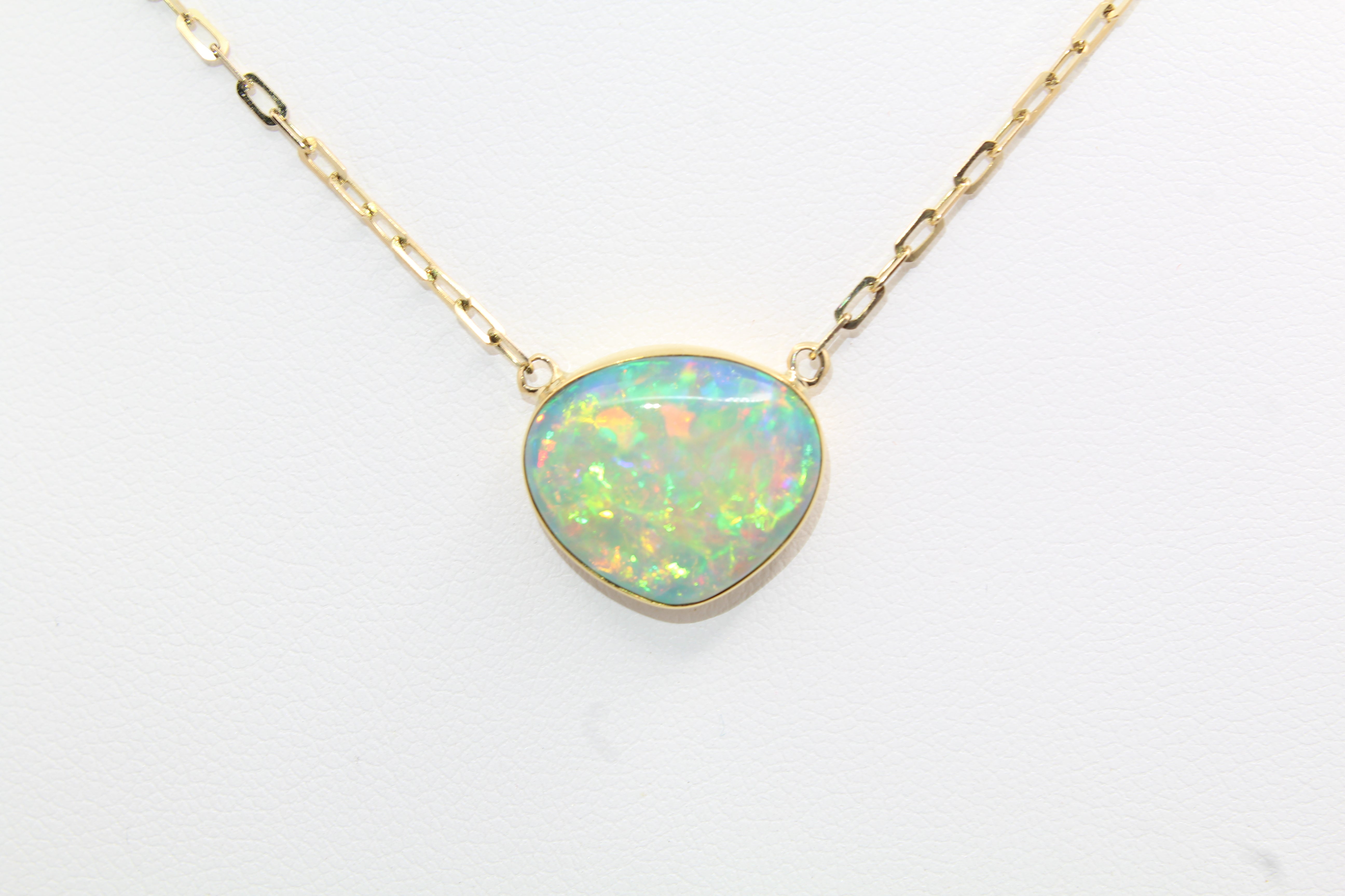 Heirloom Fixed Pendant Ethiopian Opal Necklace | Solid 22k 14k Gold