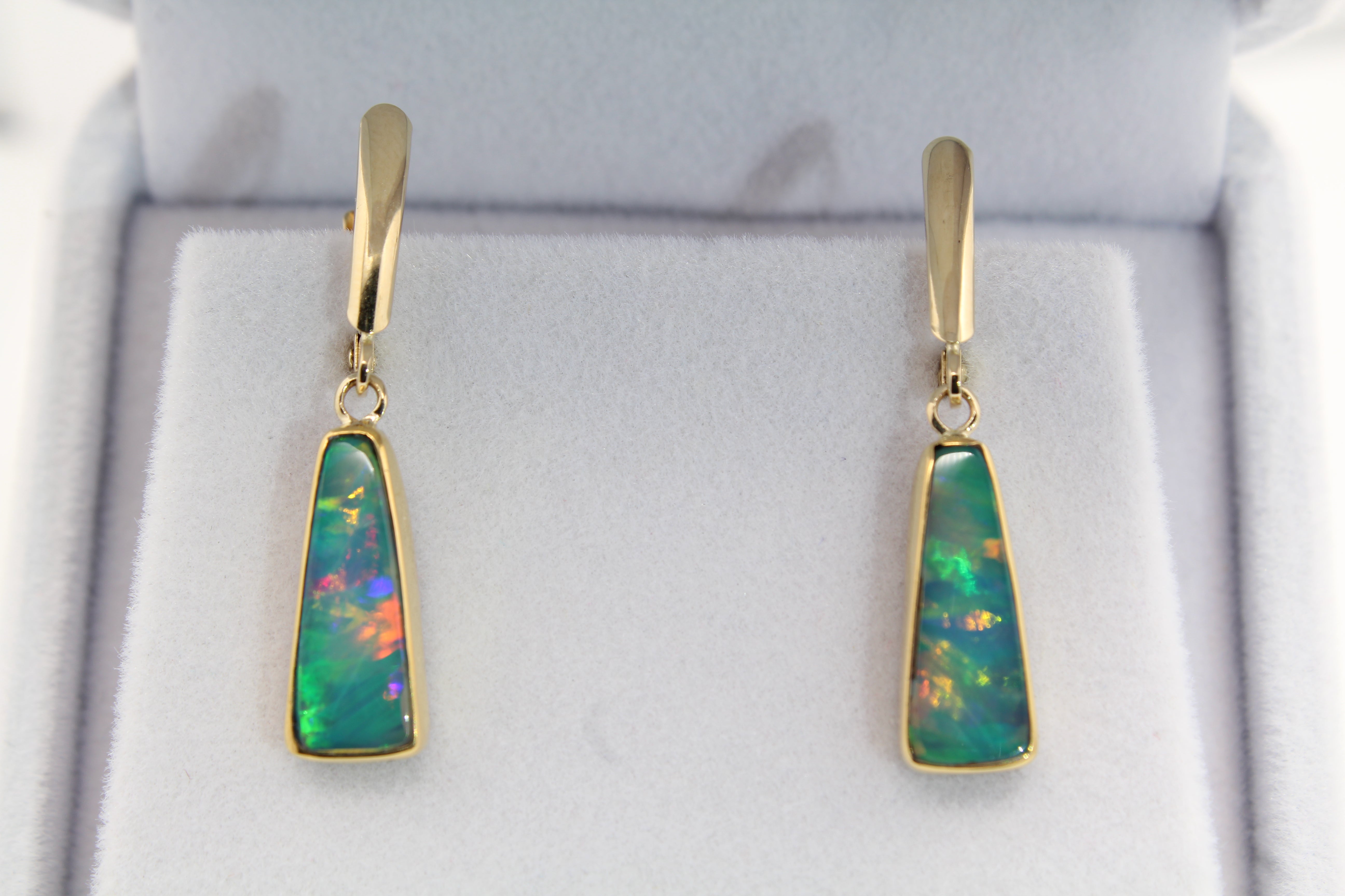 Ethiopian Opal Leverback Earrings | 22k Gold Bezel & 14k Gold