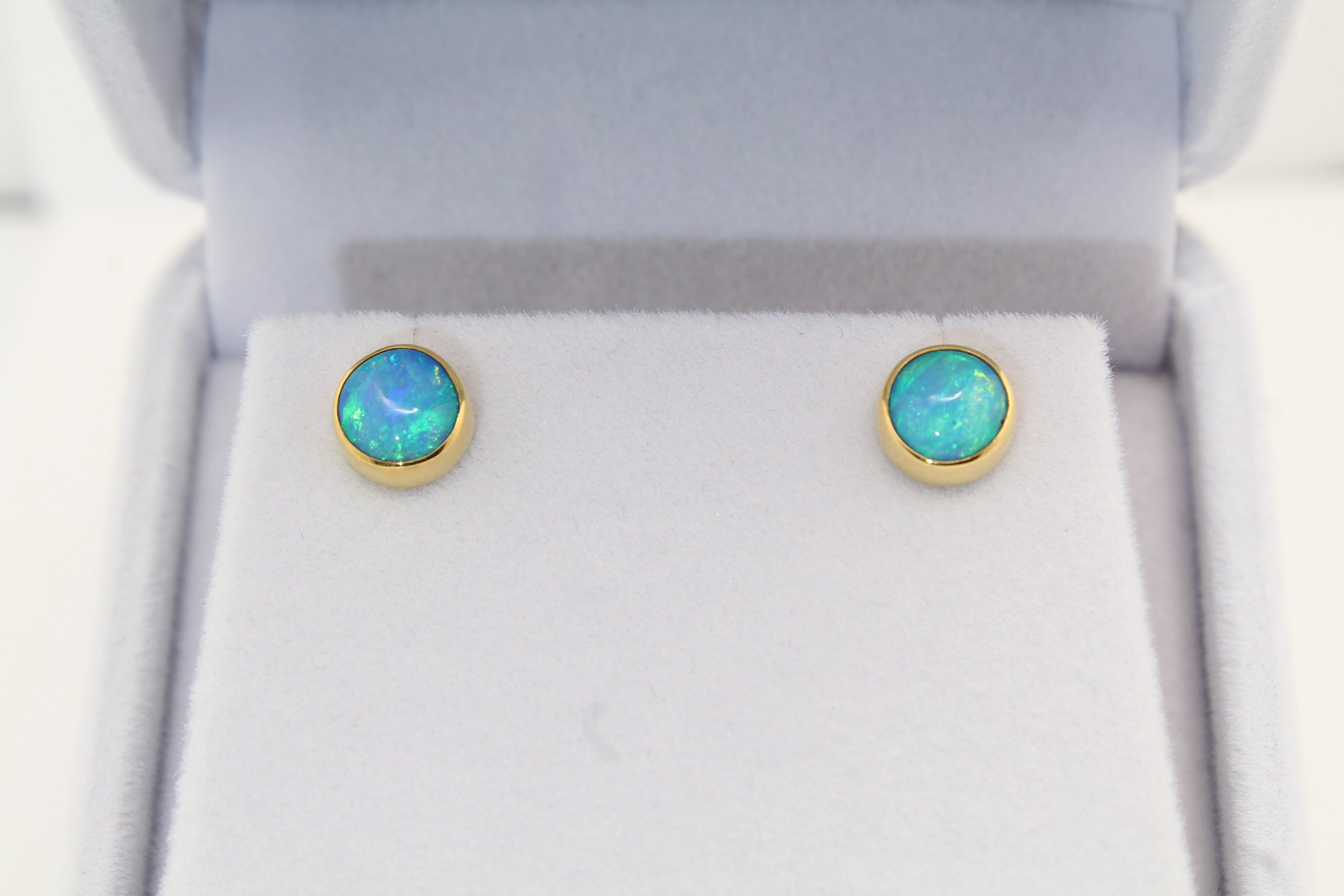 Fire of Ethiopia Opal Studs | Artisan 22k Gold Earrings