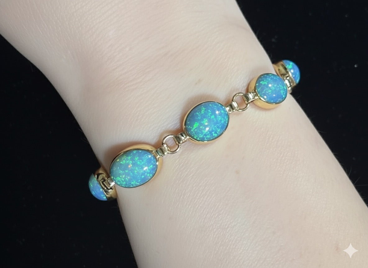 Radiant Ethiopian Opal Bracelet in Handcrafted 14k & 22k Gold