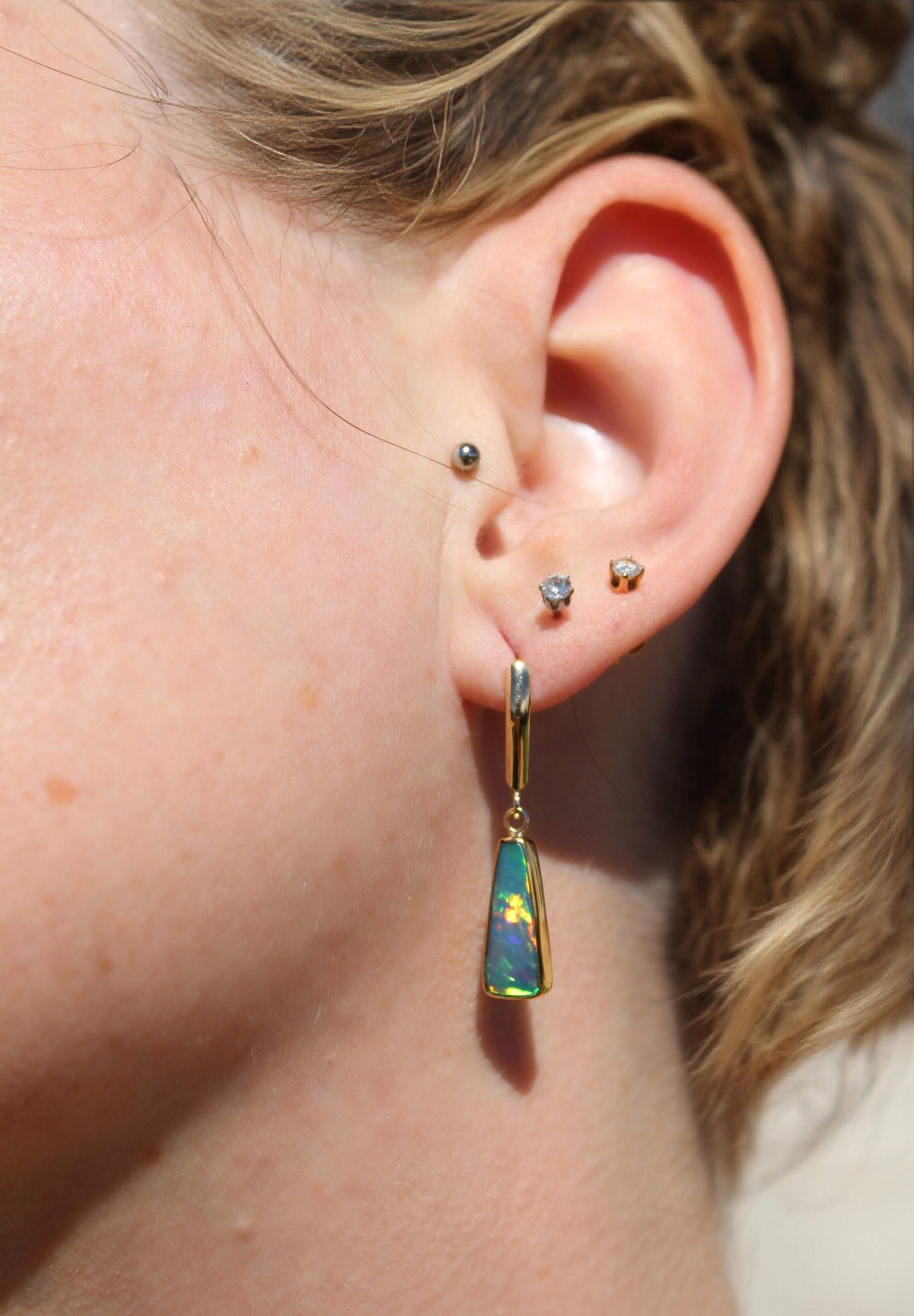 Ethiopian Opal Leverback Earrings | 22k Gold Bezel & 14k Gold