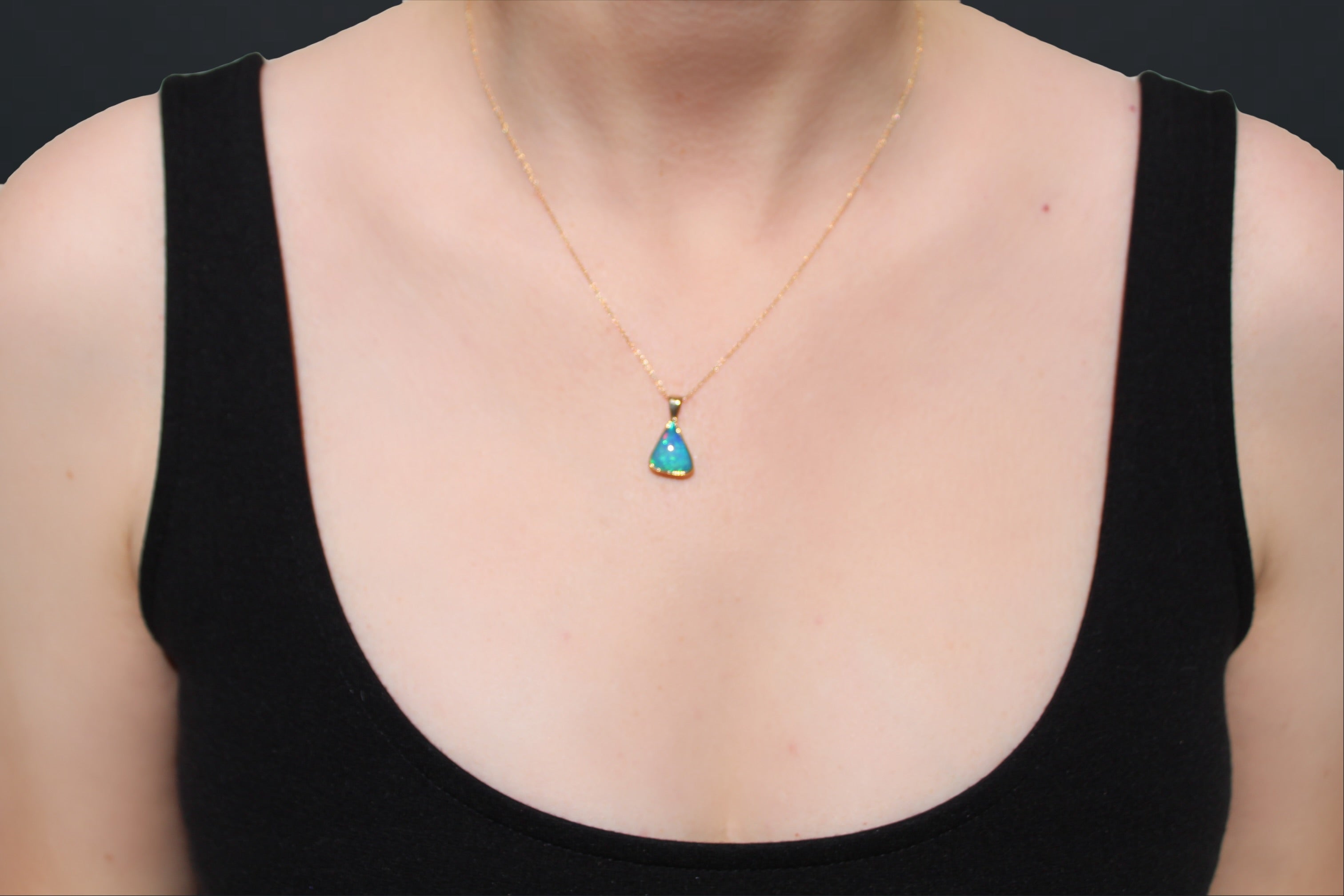 Vibrant Ethiopian Opal Freeform Pendant | 22k & 14k Gold