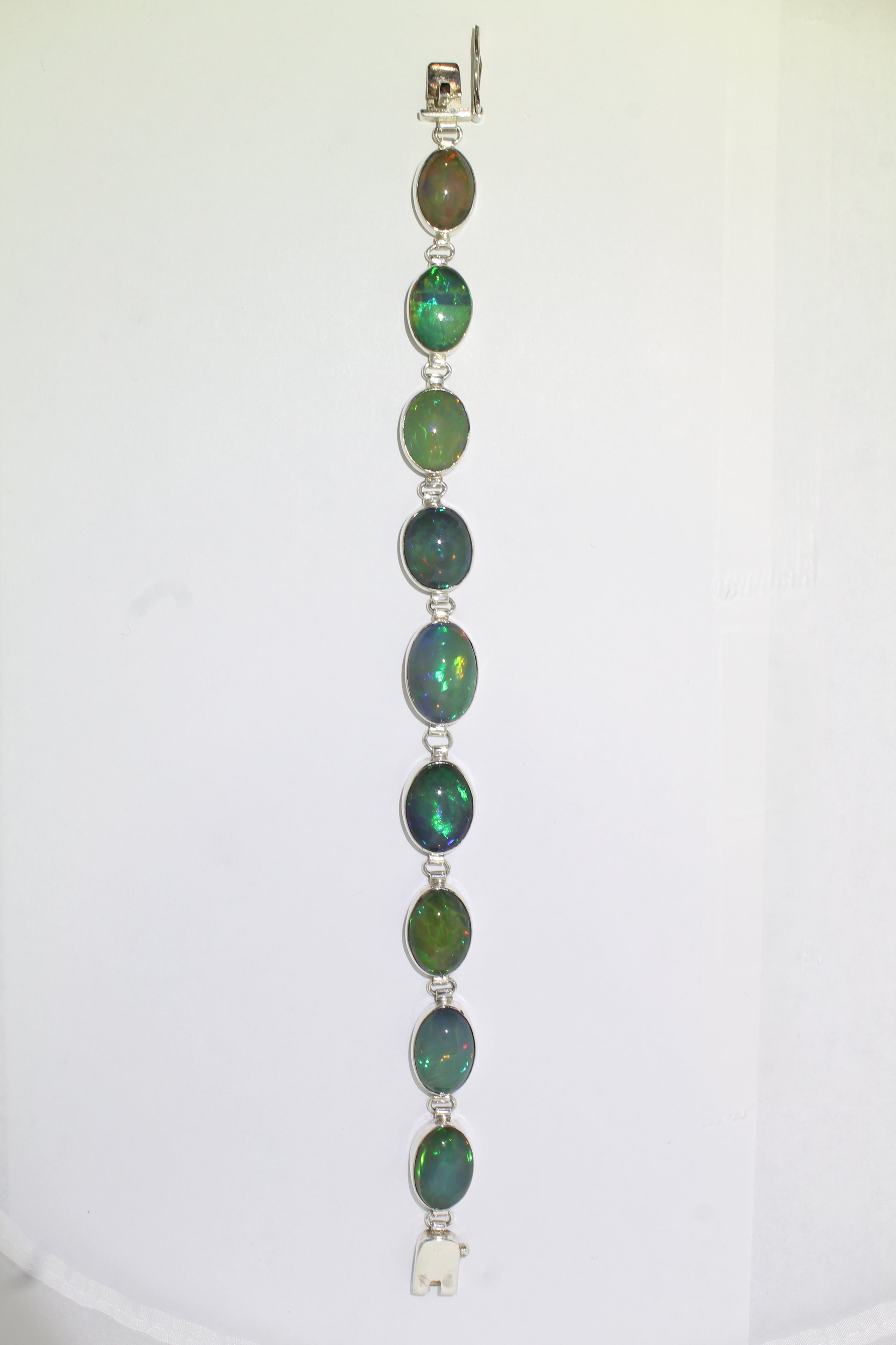 Galaxy of Opals Sterling Silver Link Bracelet | Genuine Ethiopian Opals