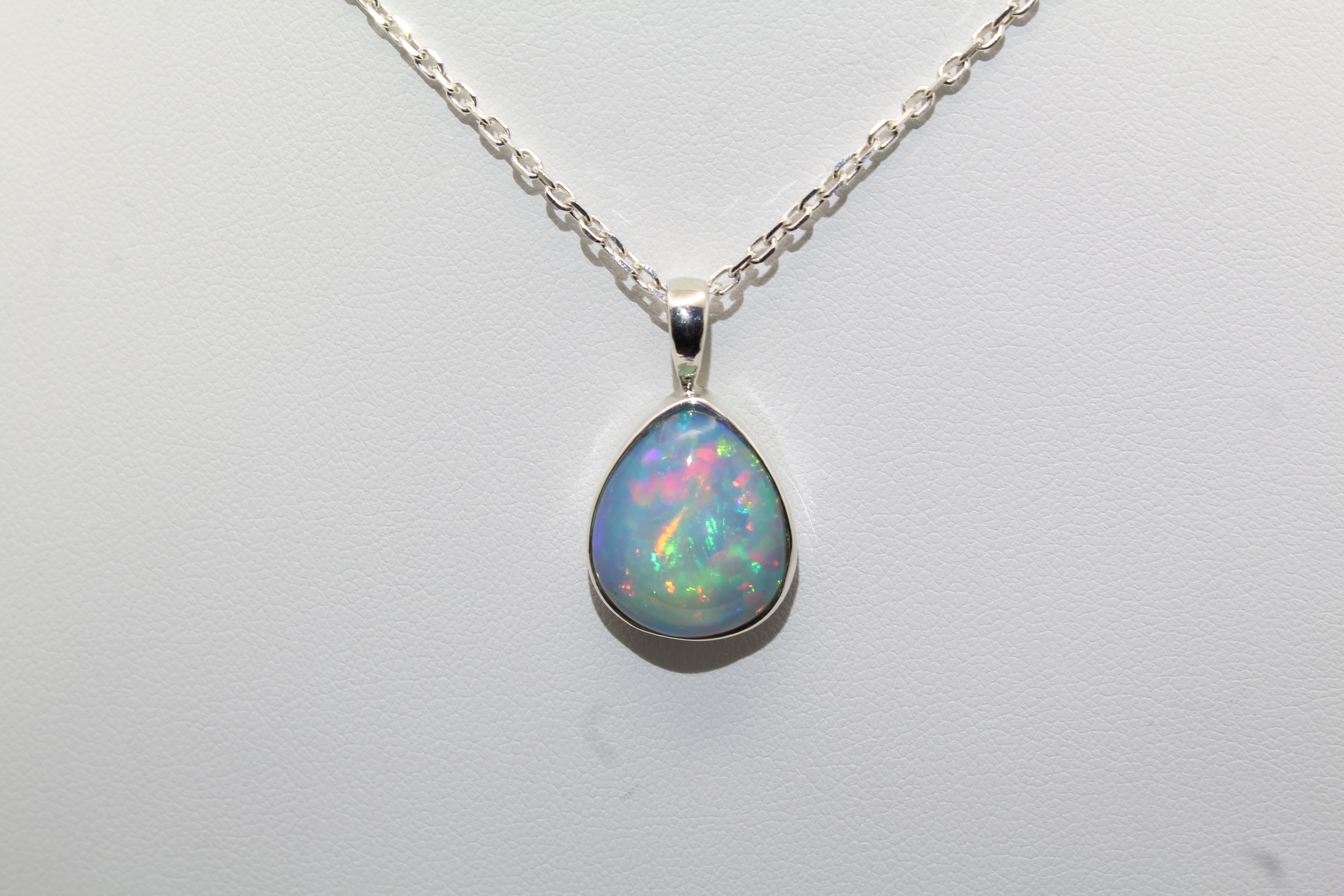 Rainbow Crystal Opal Necklace | Sterling Silver Teardrop Pendant