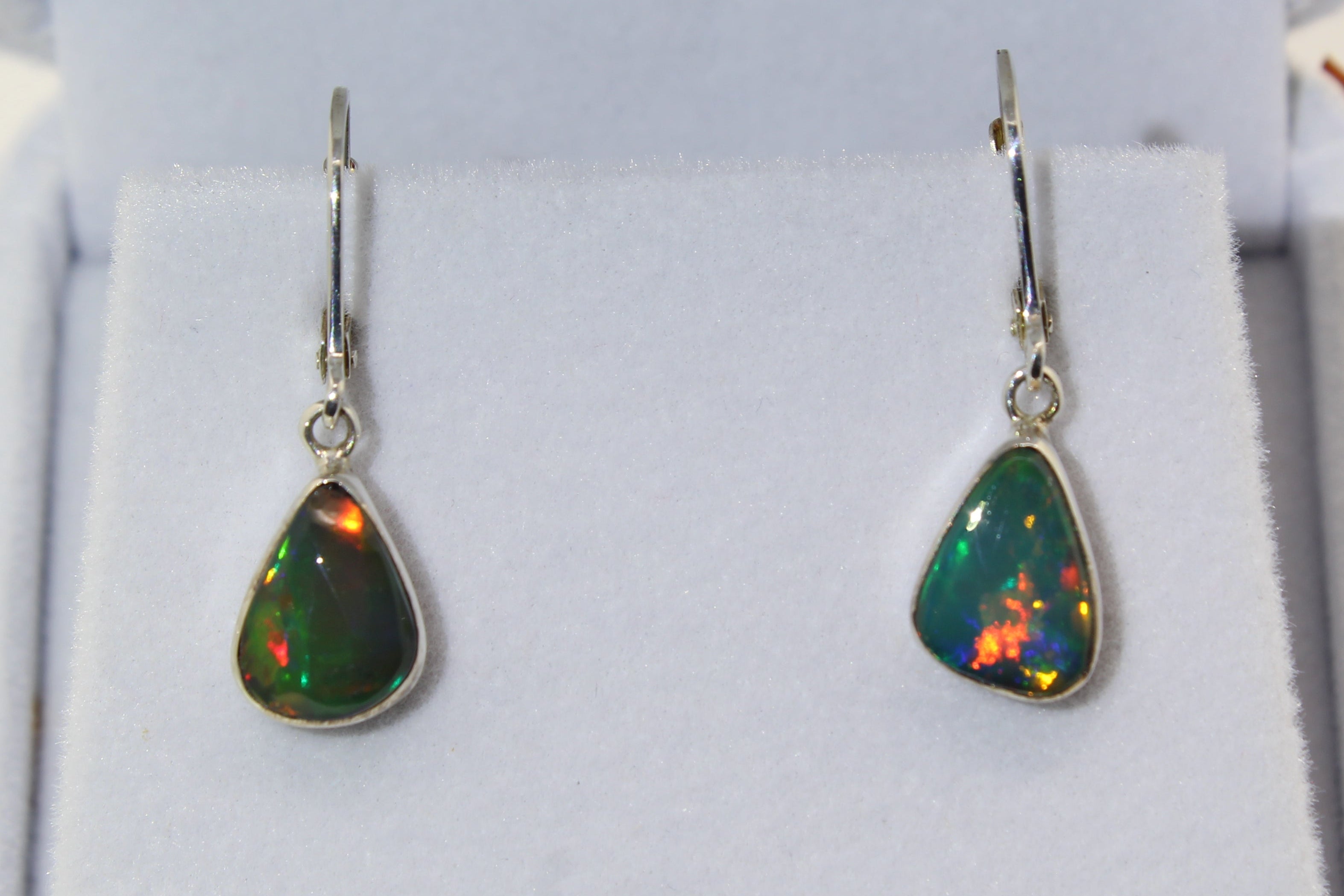 Organic Shape Red Fire Opal Earrings | Mismatched Perfection