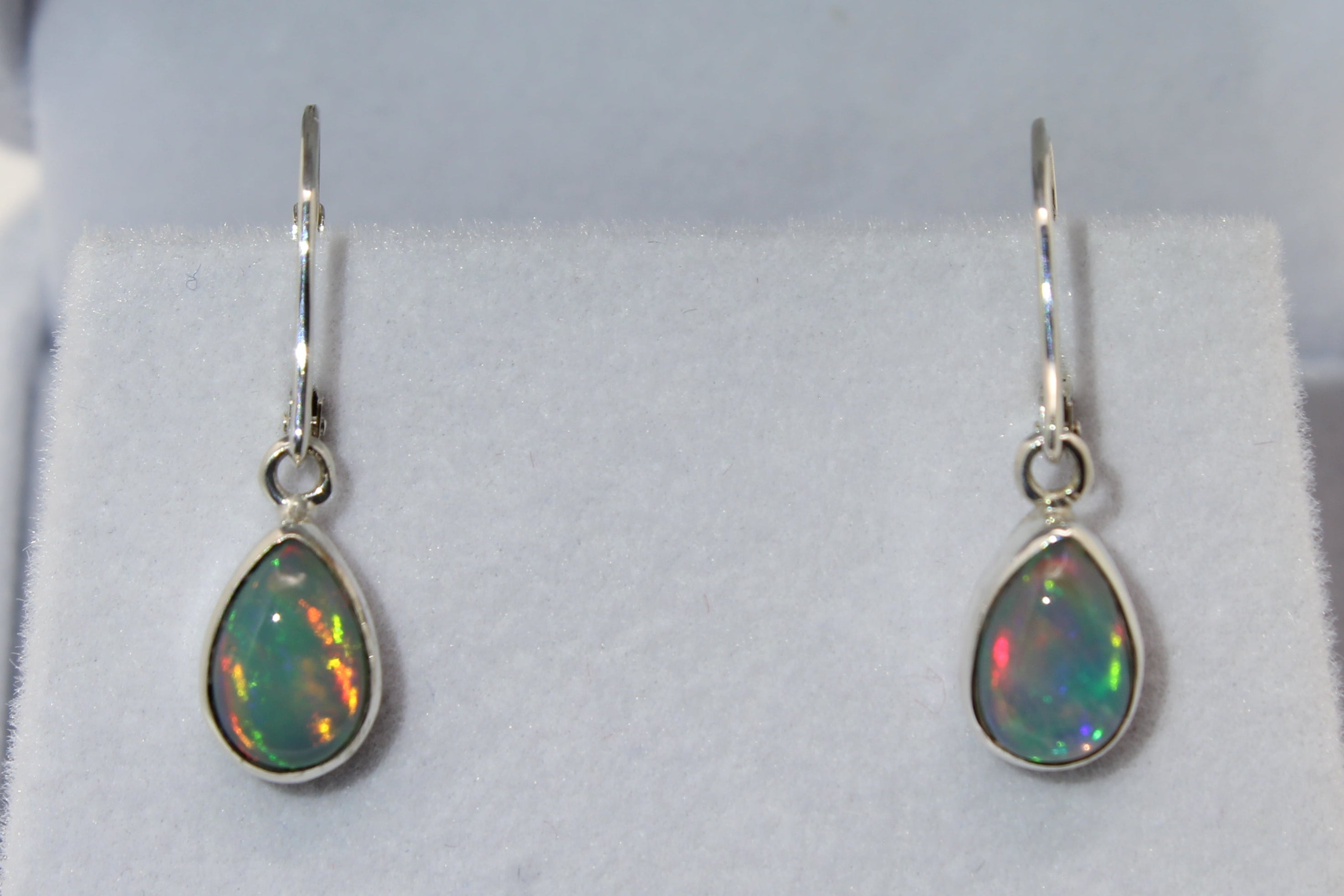 Elegant Teardrop Opal Dangle Earrings | Sterling Silver