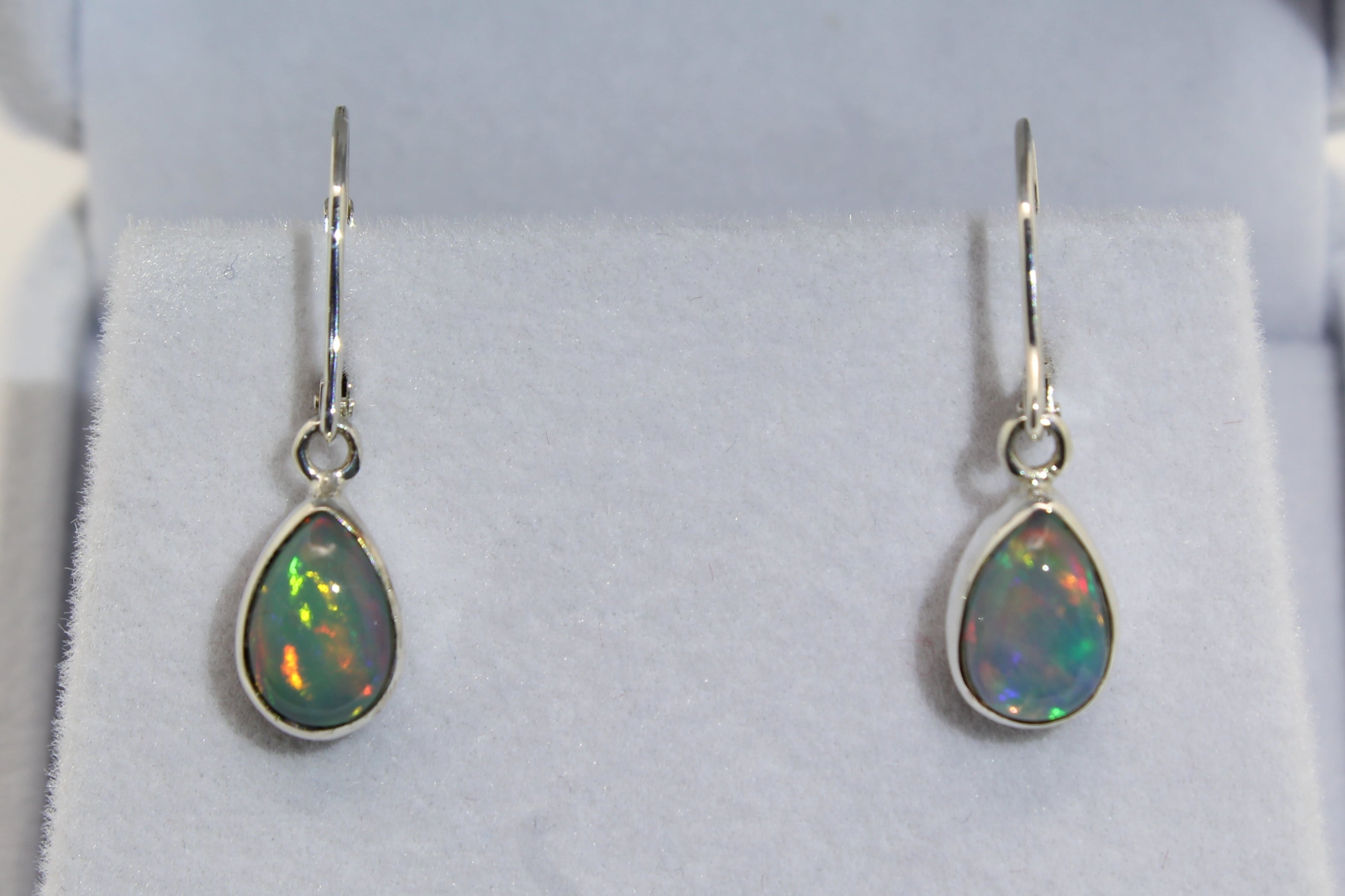 Elegant Teardrop Opal Dangle Earrings | Sterling Silver
