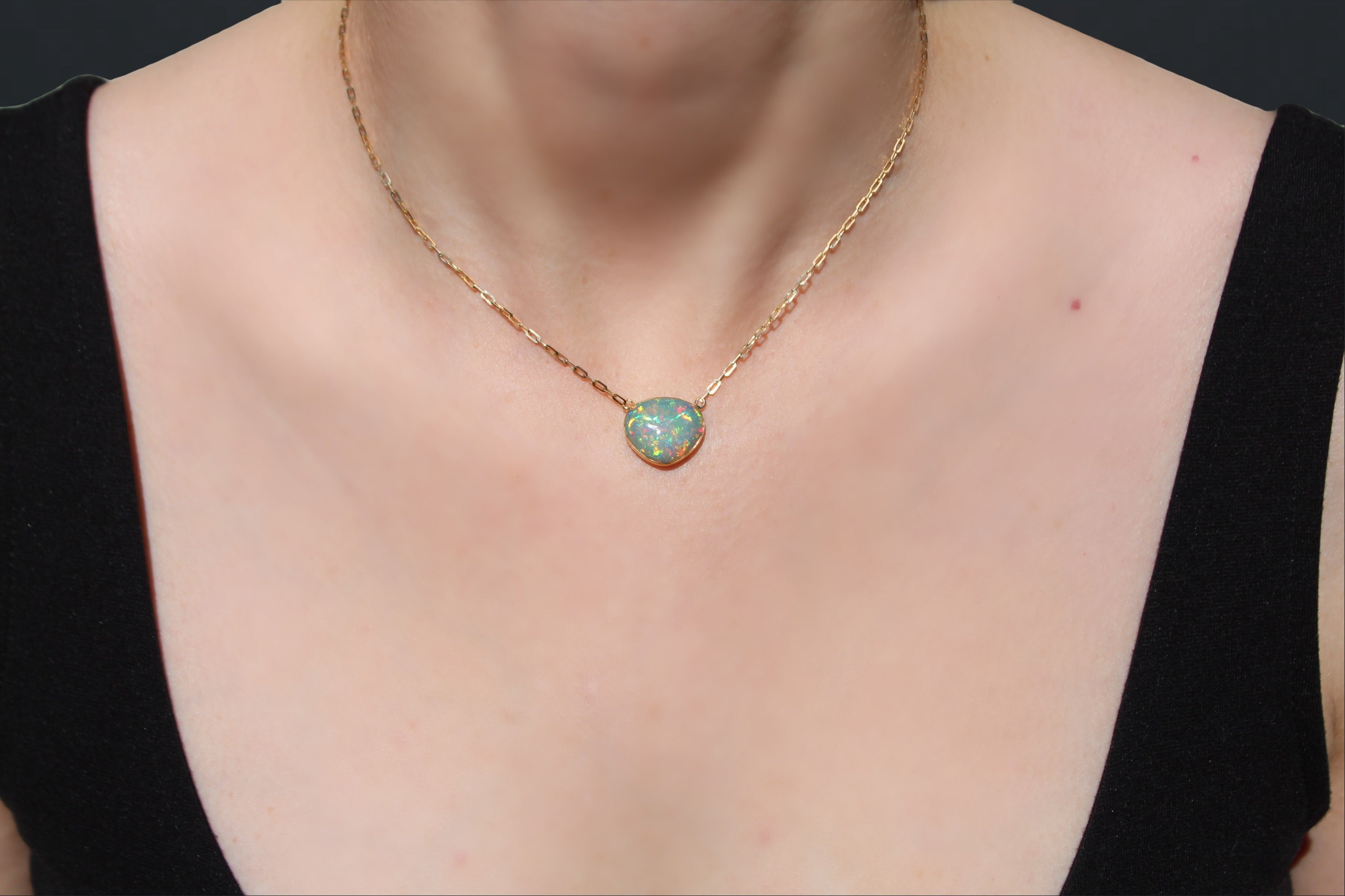 Heirloom Fixed Pendant Ethiopian Opal Necklace | Solid 22k 14k Gold